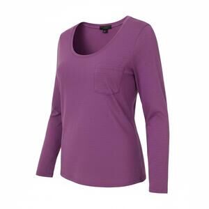Social Standard Pink Purple Solid Long Sleeve Scoop Neck Pocket Tee Large